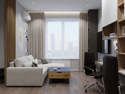 Фото № 3: Дизайн-проект трехкомнатной квартиры 70.4  м² Современный стиль для ЖК Митинский Лес