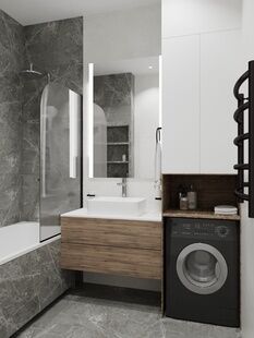 Фото № 4: Дизайн-проект трехкомнатной квартиры 70.4  м² Современный стиль для ЖК Митинский Лес