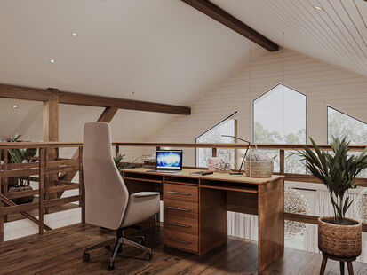 Фото № 3: Дизайн-проект зала 74.3  м² Стиль Кантри для снт награда