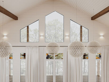 Фото № 5: Дизайн-проект зала 74.3  м² Стиль Кантри для снт награда