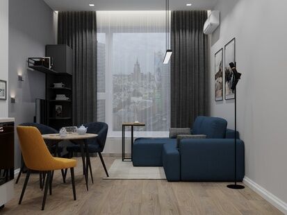 Фото № 1: Дизайн-проект двухкомнатной квартиры 44.64  м² Современный стиль для ЖК Ever