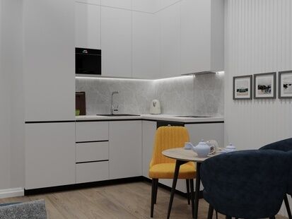 Фото № 5: Дизайн-проект двухкомнатной квартиры 44.64  м² Современный стиль для ЖК Ever