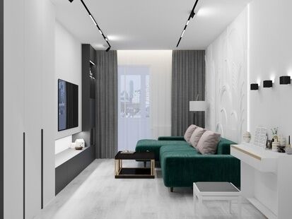 Фото № 2: Дизайн-проект трехкомнатной квартиры 92.91  м² Стиль Модернизм для ЖК Лето