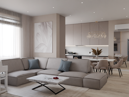 Фото № 1: Дизайн-проект трехкомнатной квартиры 67.5  м² Современный стиль для ЖК Символ