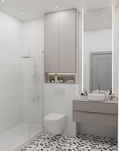 Фото № 3: Дизайн-проект трехкомнатной квартиры 67.5  м² Современный стиль для ЖК Символ