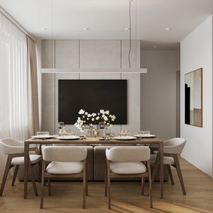 Фото № 1: Дизайн-проект трехкомнатной квартиры 57.4  м² Современный стиль для ЖК Айрис