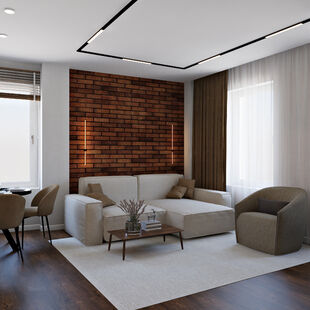 Фото № 1: Дизайн-проект двухкомнатной квартиры 51.83  м² Современный стиль для ЖК Город Daily