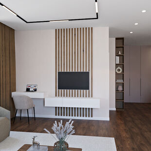 Фото № 2: Дизайн-проект двухкомнатной квартиры 51.83  м² Современный стиль для ЖК Город Daily