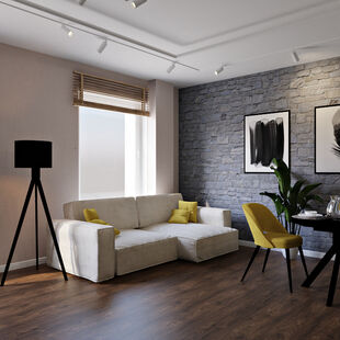 Фото № 1: Дизайн-проект квартиры-студии 36.74  м² Современный стиль для ЖК Город Daily