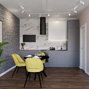 Фото № 2: Дизайн-проект квартиры-студии 36.74  м² Современный стиль для ЖК Город Daily