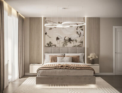 Фото № 1: Дизайн-проект однокомнатной квартиры 47.09  м² Современный стиль для ЖК Домодедово Парк