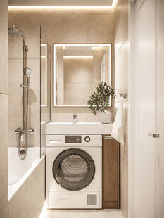 Фото № 3: Дизайн-проект однокомнатной квартиры 47.09  м² Современный стиль для ЖК Домодедово Парк