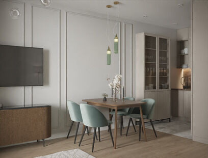 Фото № 2: Дизайн-проект двухкомнатной квартиры 40.26  м² Современный стиль для ЖК Зенит-2