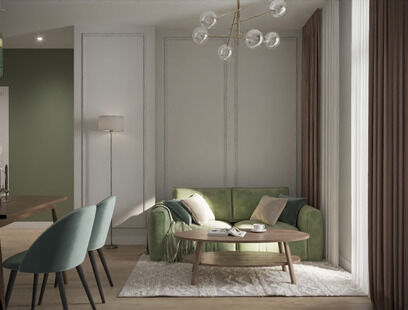 Фото № 3: Дизайн-проект двухкомнатной квартиры 40.26  м² Современный стиль для ЖК Зенит-2