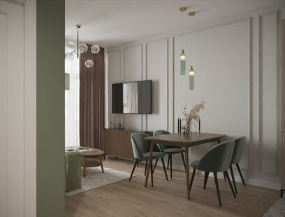 Фото № 1: Дизайн-проект двухкомнатной квартиры 40.26  м² Современный стиль для ЖК Зенит-2