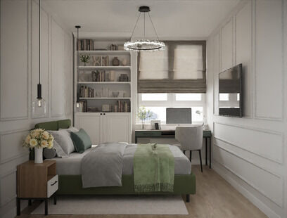 Фото № 6: Дизайн-проект двухкомнатной квартиры 40.26  м² Современный стиль для ЖК Зенит-2