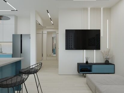 Фото № 4: Дизайн-проект трехкомнатной квартиры 81.14  м² Современный стиль для ЖК Новоград Монино