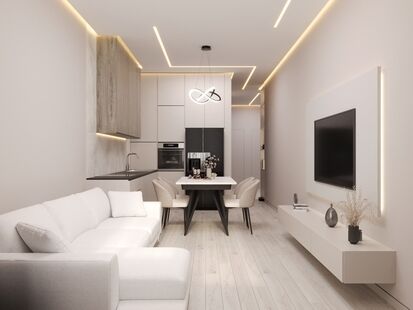 Фото № 1: Дизайн-проект трехкомнатной квартиры 64.0  м² Стиль Модернизм для ЖК Life-Варшавская