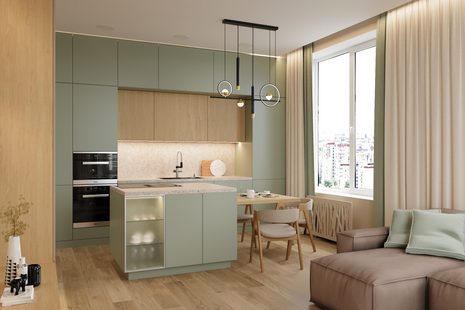 Фото № 1: Дизайн-проект двухкомнатной квартиры 65.42  м² Современный стиль для ЖК Большая семерка