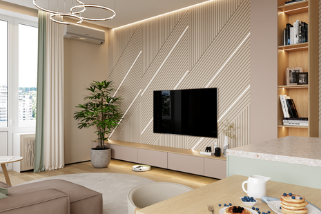 Фото № 4: Дизайн-проект двухкомнатной квартиры 65.42  м² Современный стиль для ЖК Большая семерка