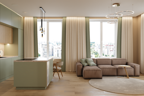 Фото № 6: Дизайн-проект двухкомнатной квартиры 65.42  м² Современный стиль для ЖК Большая семерка