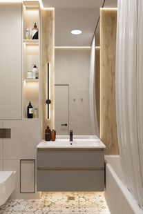 Фото № 3: Дизайн-проект двухкомнатной квартиры 65.42  м² Современный стиль для ЖК Большая семерка