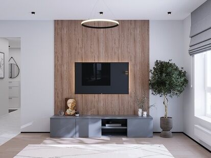 Фото № 2: Дизайн-проект однокомнатной квартиры 30.66  м² Современный стиль для ЖК Бунинские Луга