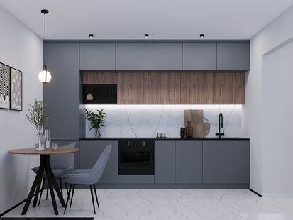 Фото № 4: Дизайн-проект однокомнатной квартиры 30.66  м² Современный стиль для ЖК Бунинские Луга