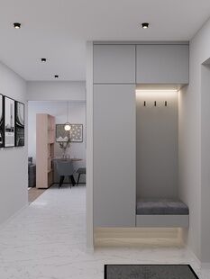 Фото № 3: Дизайн-проект однокомнатной квартиры 30.66  м² Современный стиль для ЖК Бунинские Луга