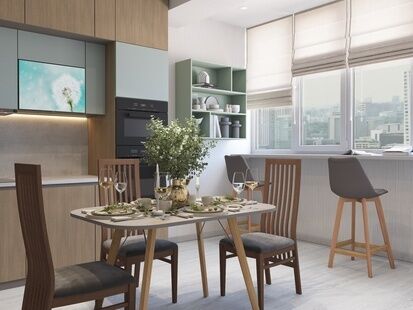 Фото № 2: Дизайн-проект трехкомнатной квартиры 66.95  м² Современный стиль для ЖК Белые Росы