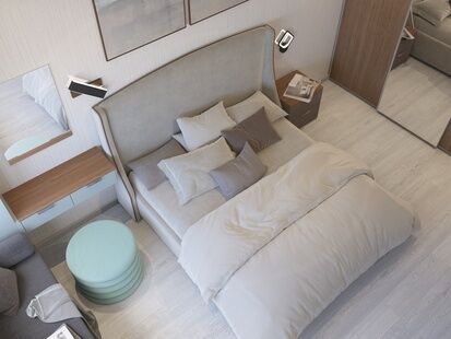 Фото № 6: Дизайн-проект трехкомнатной квартиры 66.95  м² Современный стиль для ЖК Белые Росы