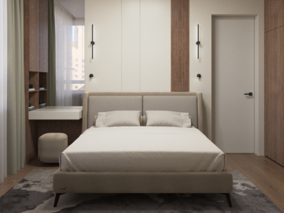 Фото № 4: Дизайн-проект четырехкомнатной квартиры 71.3  м² Стиль Модернизм для ЖК Инновация