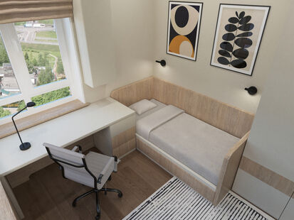 Фото № 1: Дизайн-проект четырехкомнатной квартиры 71.3  м² Стиль Модернизм для ЖК Инновация