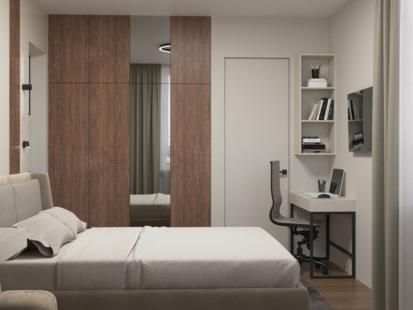 Фото № 3: Дизайн-проект четырехкомнатной квартиры 71.3  м² Стиль Модернизм для ЖК Инновация