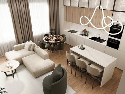 Фото № 1: Дизайн-проект трехкомнатной квартиры 132.76  м² Стиль Модернизм для ЖК River House