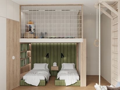 Фото № 5: Дизайн-проект трехкомнатной квартиры 132.76  м² Стиль Модернизм для ЖК River House