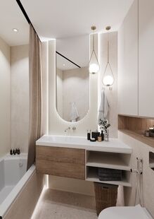 Фото № 3: Дизайн-проект трехкомнатной квартиры 132.76  м² Стиль Модернизм для ЖК River House