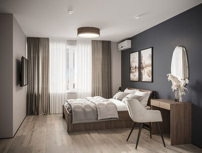 Фото № 6: Дизайн-проект двухкомнатной квартиры 47.43  м² Современный стиль для ЖК Московский