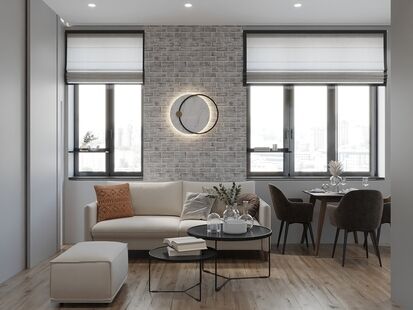 Фото № 1: Дизайн-проект трехкомнатной квартиры 42.4  м² Современный стиль для ЖК Homecity