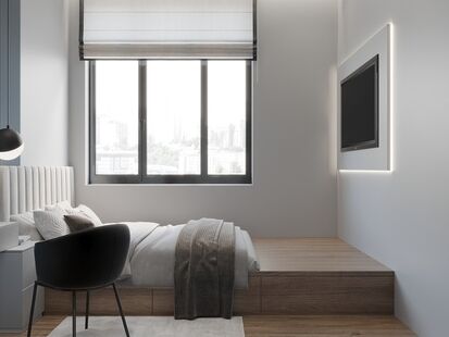 Фото № 3: Дизайн-проект трехкомнатной квартиры 42.4  м² Современный стиль для ЖК Homecity