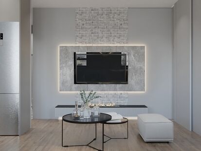 Фото № 4: Дизайн-проект трехкомнатной квартиры 42.4  м² Современный стиль для ЖК Homecity