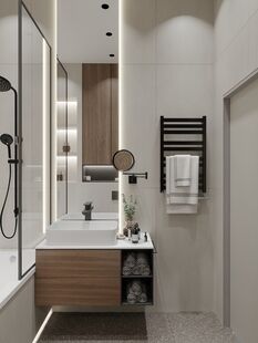 Фото № 5: Дизайн-проект трехкомнатной квартиры 42.4  м² Современный стиль для ЖК Homecity