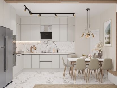 Фото № 2: Дизайн-проект четырехкомнатной квартиры 80.8  м² Стиль Модернизм для ЖК Союзный