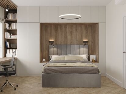 Фото № 6: Дизайн-проект четырехкомнатной квартиры 80.8  м² Стиль Модернизм для ЖК Союзный