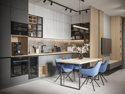 Фото № 1: Дизайн-проект трехкомнатной квартиры 78.2  м² Современный стиль для ЖК Южане