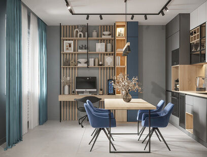 Фото № 5: Дизайн-проект трехкомнатной квартиры 78.2  м² Современный стиль для ЖК Южане