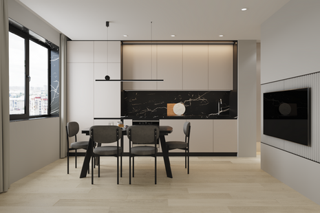 Фото № 3: Дизайн-проект трехкомнатной квартиры 45.41  м² Стиль Минимализм для ЖК Бусиновский парк