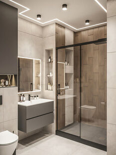 Фото № 3: Дизайн-проект трехкомнатной квартиры 84.1  м² Стиль Модернизм для ЖК Домино