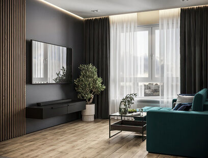 Фото № 1: Дизайн-проект трехкомнатной квартиры 52.5  м² Стиль Модернизм для ЖК Мещерский Лес