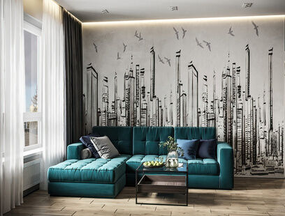 Фото № 4: Дизайн-проект трехкомнатной квартиры 52.5  м² Стиль Модернизм для ЖК Мещерский Лес